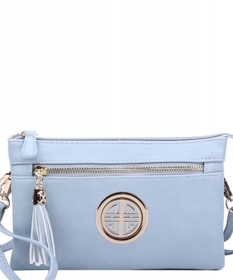 Fashion Logo Clutch Cross Body Bag WU021L BLUE GRAY